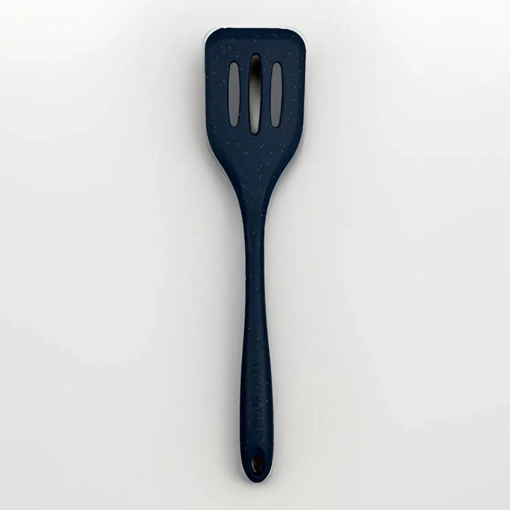 Thyme & Table Silicone Slotted Turner Speckled Blue Kitchen Spatula